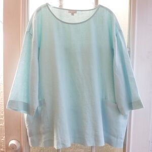 Pure J. Jill 100% Linen Scoop Neck 3/4 Sleeve Blouse